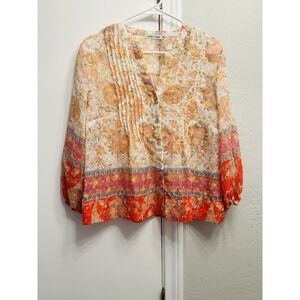 Figerora and Flower Colorful Buttoned Short Blouse Size Medium